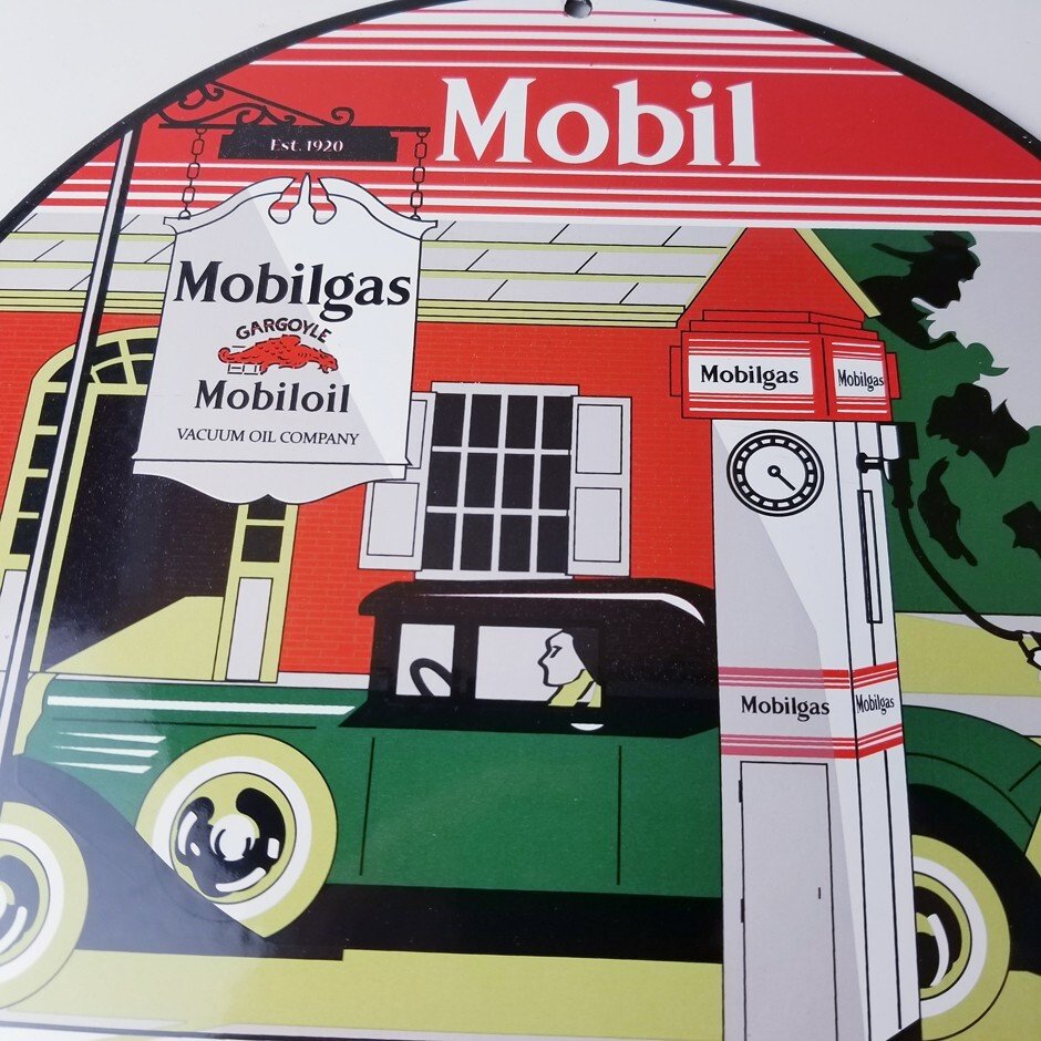 Vintage Mobilgas Sign - Gargoyle Mobil Filling Station Porcelain Gas Pump Sign - Image 3