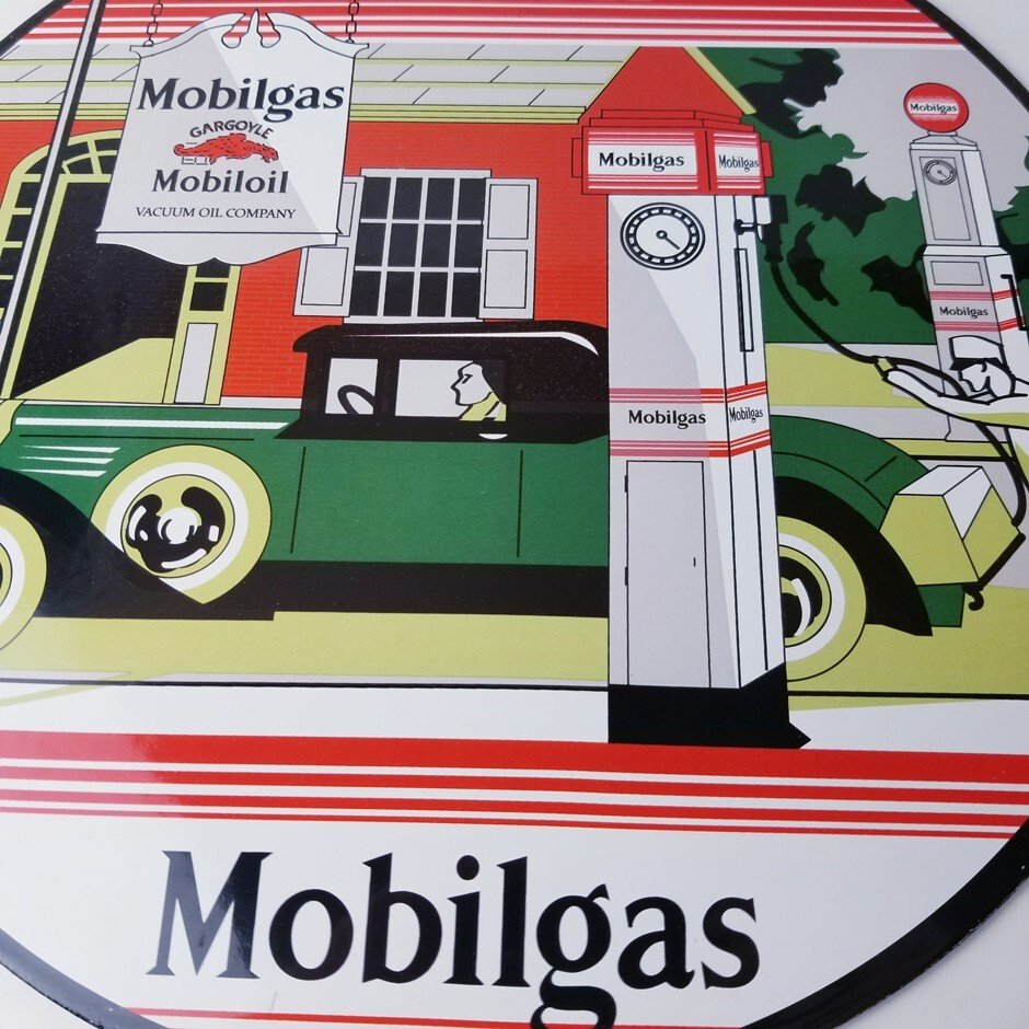 Vintage Mobilgas Sign - Gargoyle Mobil Filling Station Porcelain Gas Pump Sign - Image 4