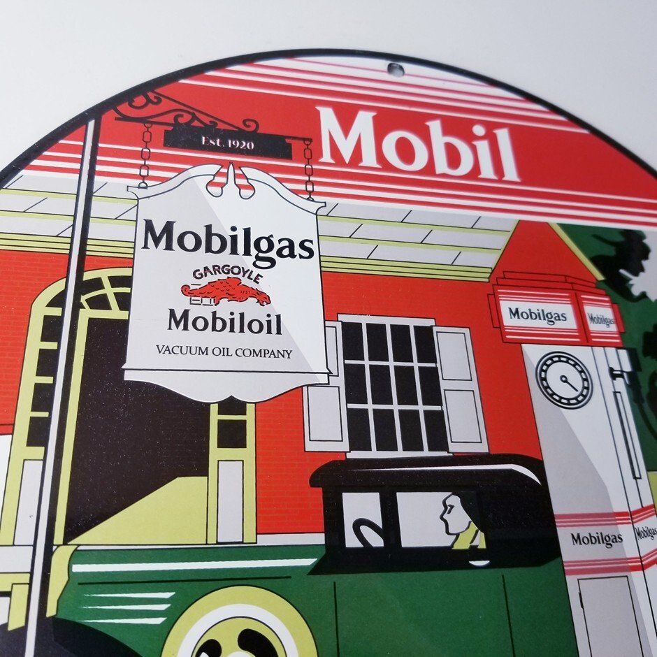 Vintage Mobilgas Sign - Gargoyle Mobil Filling Station Porcelain Gas Pump Sign - Image 5