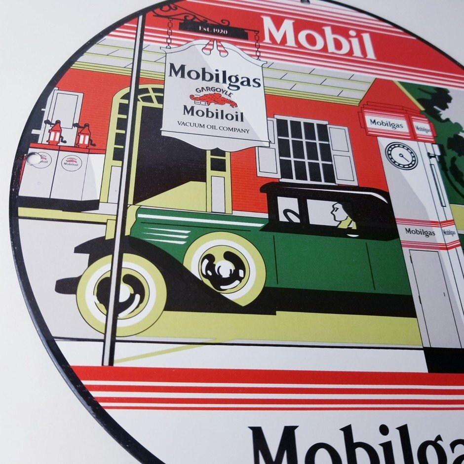 Vintage Mobilgas Sign - Gargoyle Mobil Filling Station Porcelain Gas Pump Sign - Image 6