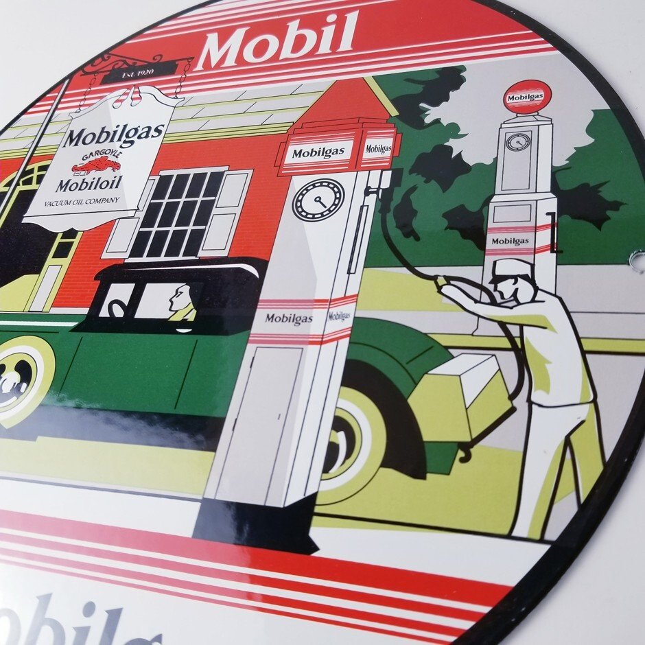 Vintage Mobilgas Sign - Gargoyle Mobil Filling Station Porcelain Gas Pump Sign - Image 9