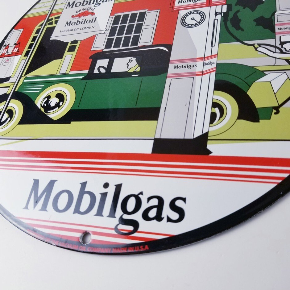 Vintage Mobilgas Sign - Gargoyle Mobil Filling Station Porcelain Gas Pump Sign - Image 10