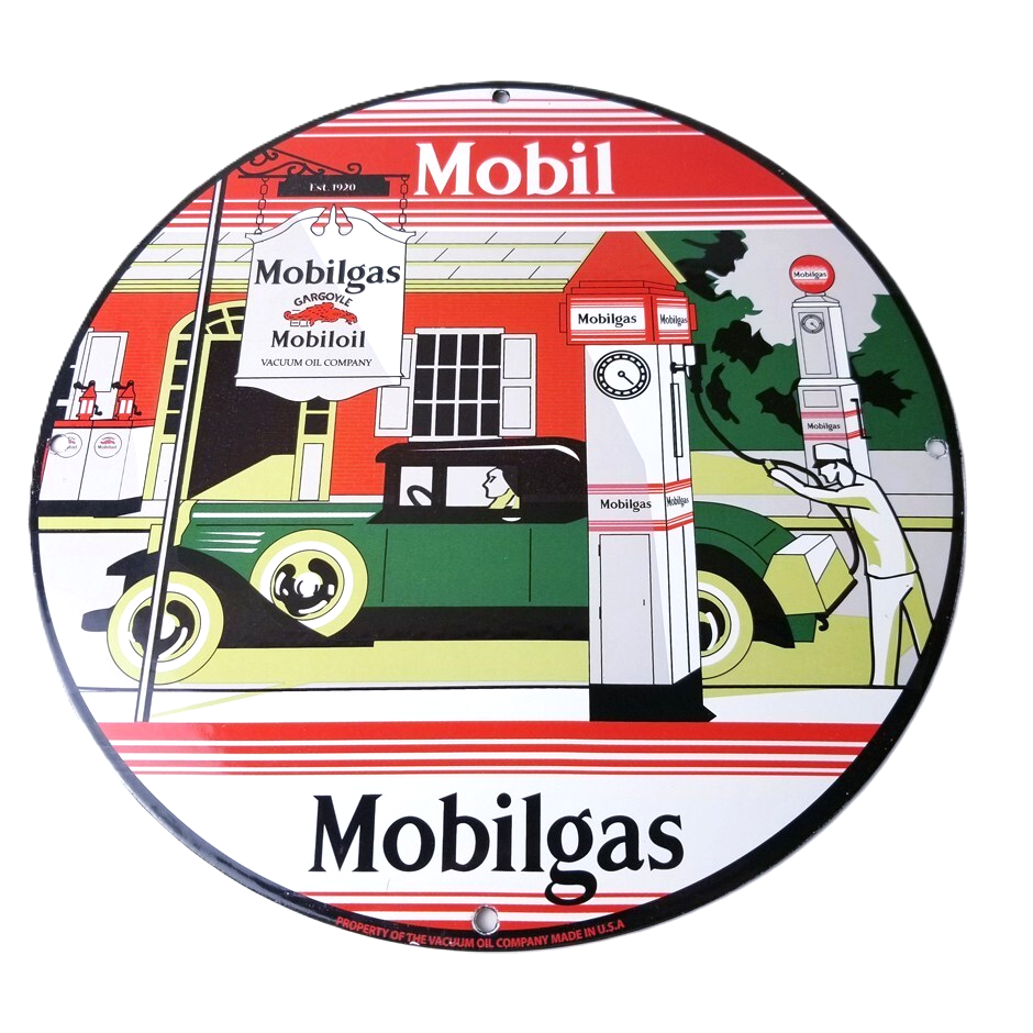 Vintage Mobilgas Sign - Gargoyle Mobil Filling Station Porcelain Gas Pump Sign
