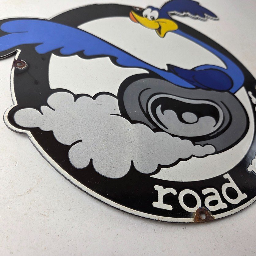 Vintage Mopar Plymouth Porcelain Sign - Road Runner Auto Shop Gas Pump Sign - Image 11