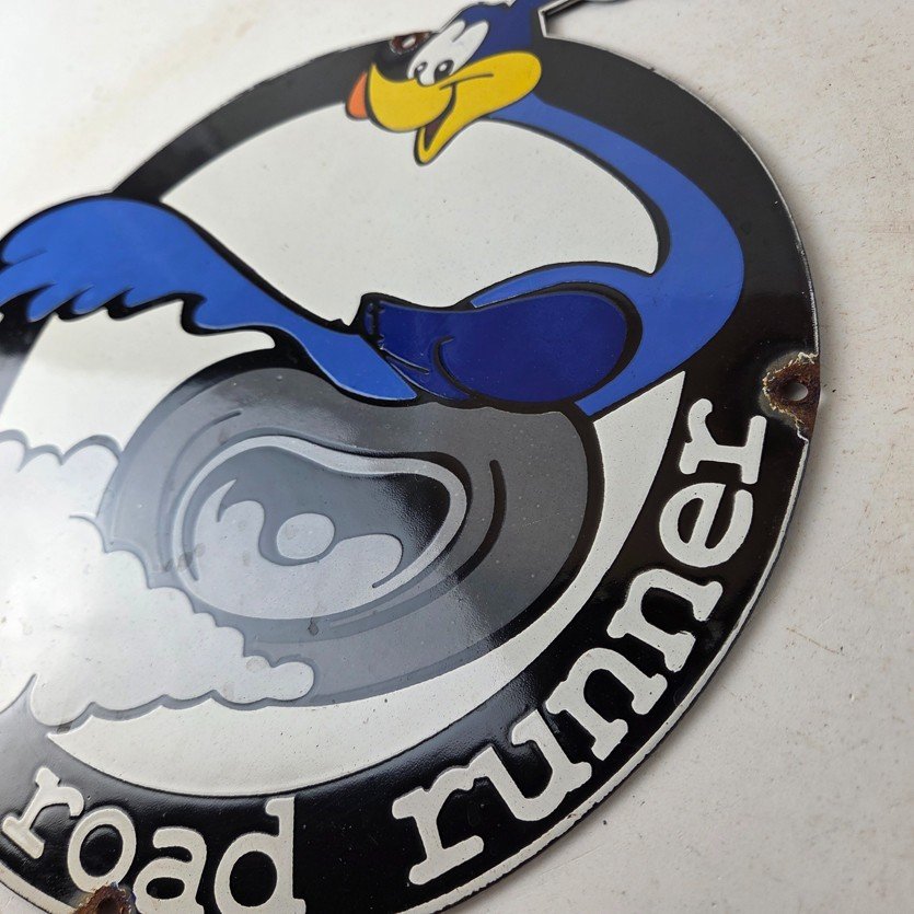 Vintage Mopar Plymouth Porcelain Sign - Road Runner Auto Shop Gas Pump Sign - Image 13