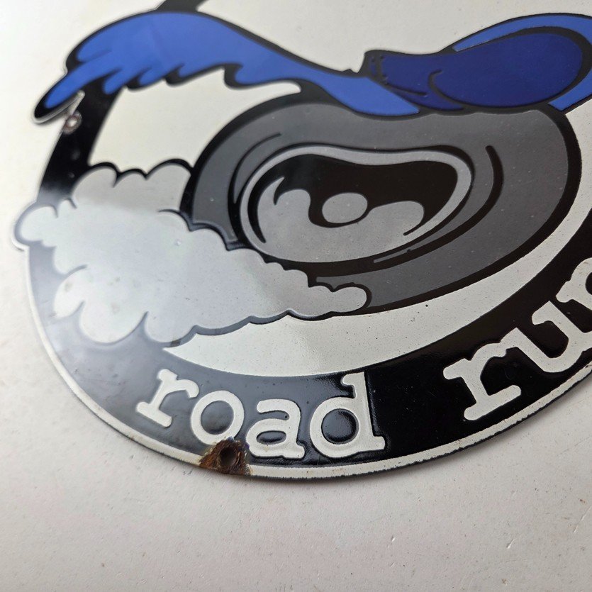 Vintage Mopar Plymouth Porcelain Sign - Road Runner Auto Shop Gas Pump Sign - Image 14