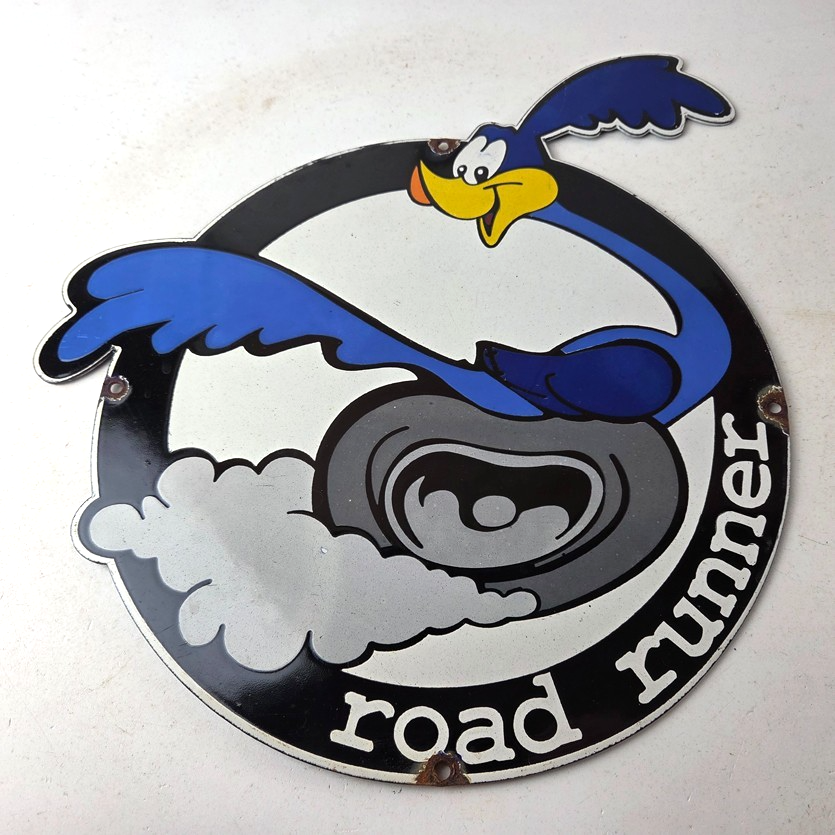 Vintage Mopar Plymouth Porcelain Sign - Road Runner Auto Shop Gas Pump Sign - Image 15