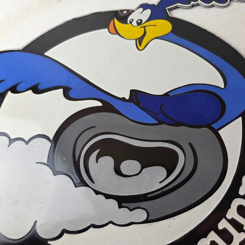 Vintage Mopar Plymouth Porcelain Sign - Road Runner Auto Shop Gas Pump Sign - Image 4