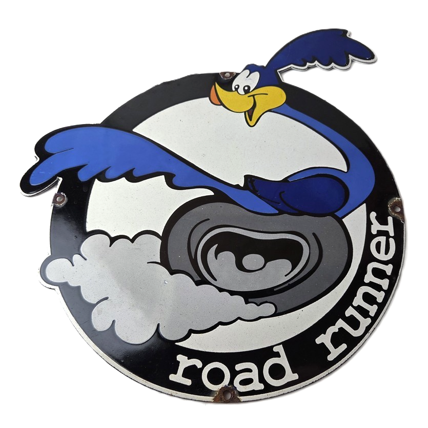 Vintage Mopar Plymouth Porcelain Sign - Road Runner Auto Shop Gas Pump Sign