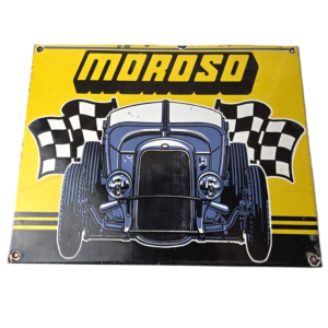 Vintage Moroso Performance Parts Porcelain Sign - Hot Rod Racing Sign