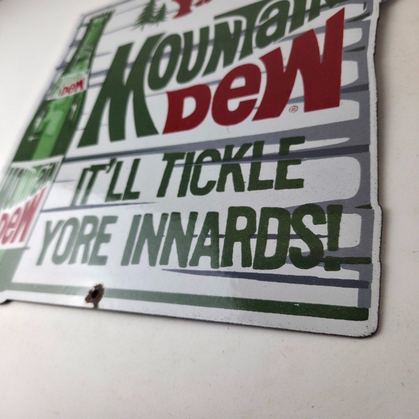 Vintage Mountain Dew Porcelain - Hillbilly Gas Pump Soda Bottles Soda Sign - Image 14