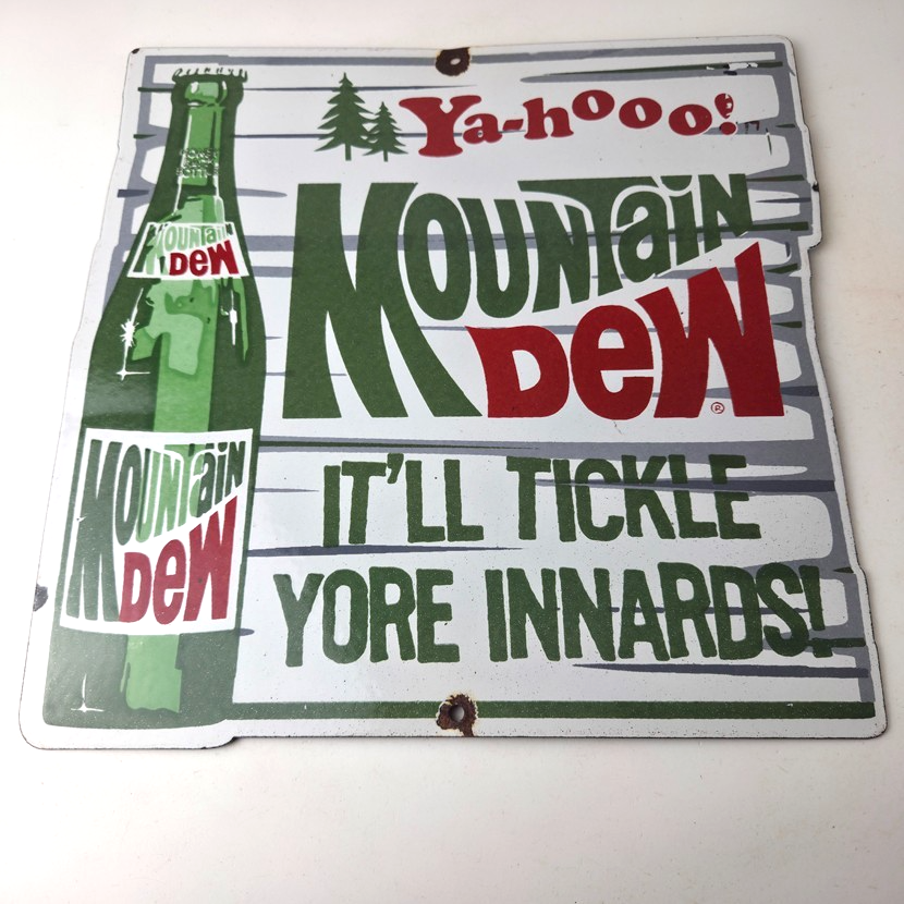 Vintage Mountain Dew Porcelain - Hillbilly Gas Pump Soda Bottles Soda Sign - Image 15