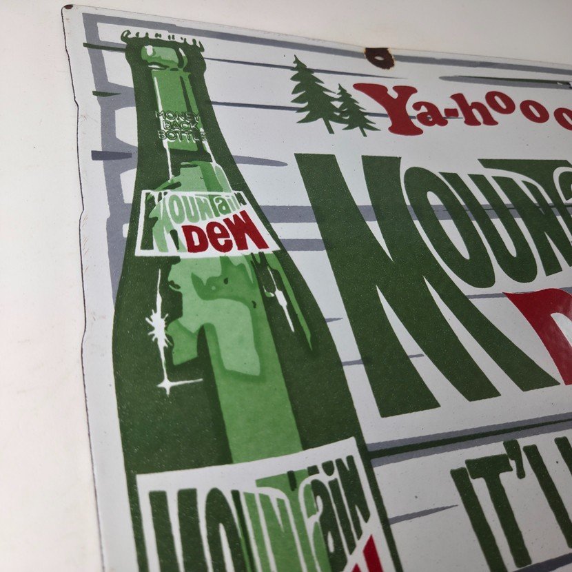 Vintage Mountain Dew Porcelain - Hillbilly Gas Pump Soda Bottles Soda Sign - Image 5