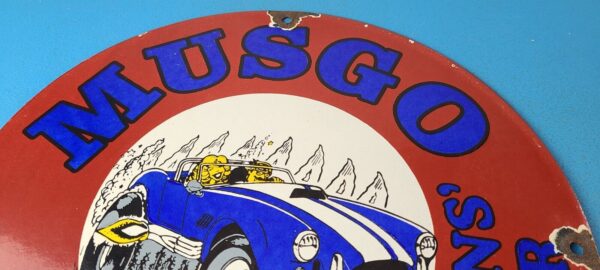 Vintage Musgo Gasoline Sign Gas Oil Pump Service Station Porcelain Sign 305697715172 12