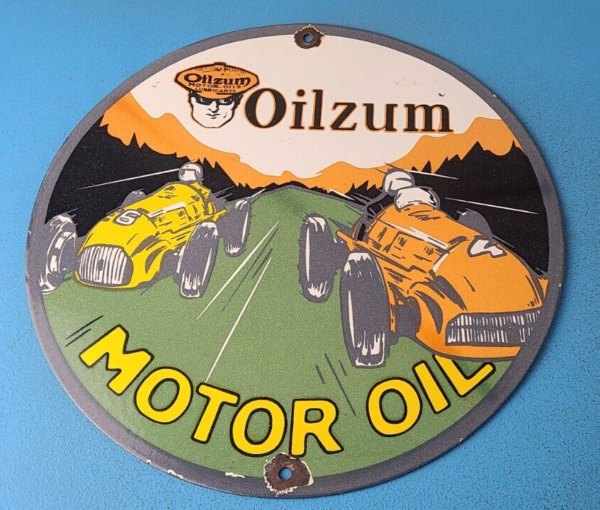 Vintage Oilzum Motor Oil Sign Porcelain Gas Sign Gasoline Pump Racing Sign 305370477522