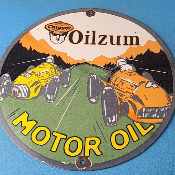 Vintage Oilzum Motor Oil Sign Porcelain Gas Sign Gasoline Pump Racing Sign 305370477522