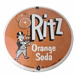 Vintage Orange Soda Sign - Ritz Drink Carbonated Porcelain Gas Oil Pump Sign