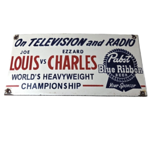 Vintage Pabst Beer Sign - Adult Beverage Blue Ribbon Gas Pump Porcelain Sign