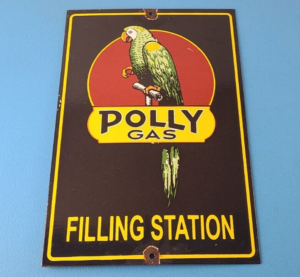 Vintage Polly Motor Oil Sign Porcelain Filling Gas Station Pump Parrot Sign 305879106802