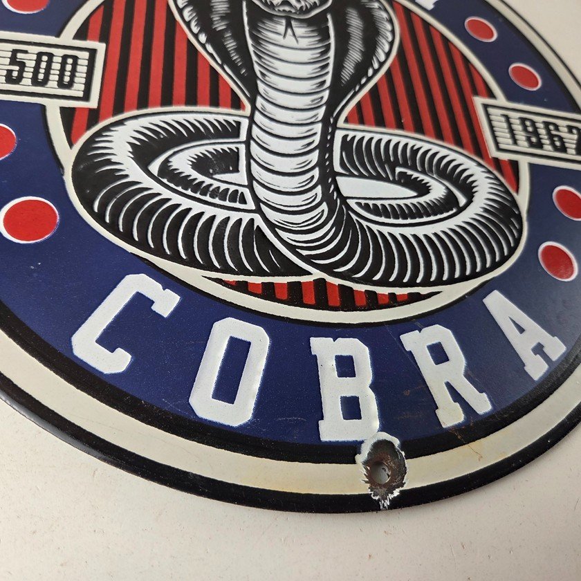 Vintage Porcelain Shelby Sign - Cobra Snake GT 500 Gas Pump Automotive Sign - Image 11