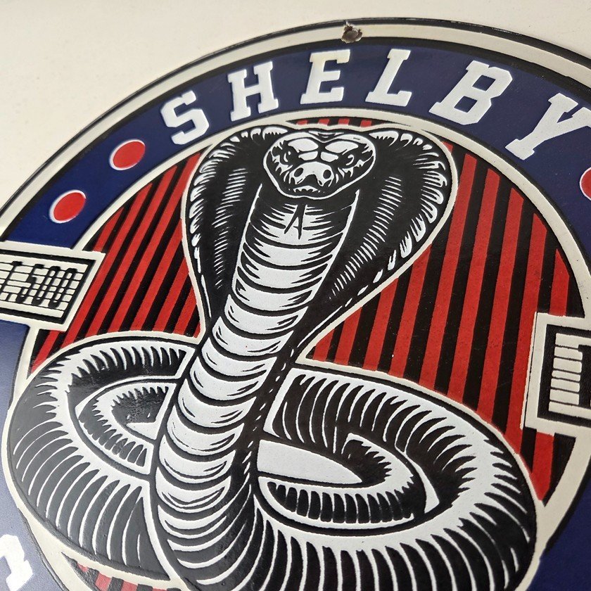 Vintage Porcelain Shelby Sign - Cobra Snake GT 500 Gas Pump Automotive Sign - Image 12