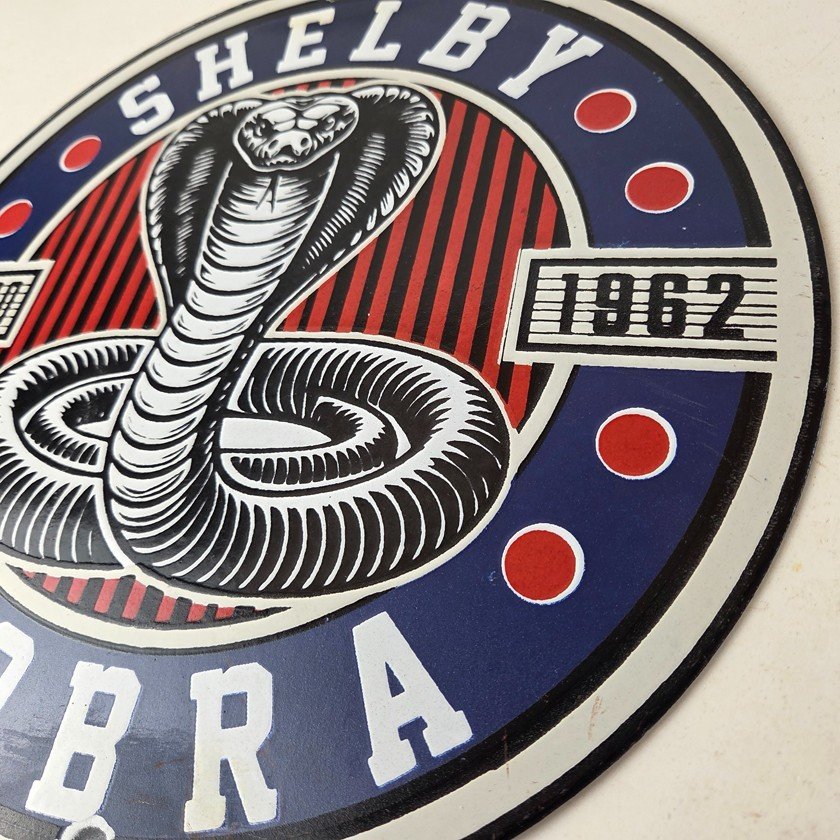 Vintage Porcelain Shelby Sign - Cobra Snake GT 500 Gas Pump Automotive Sign - Image 13