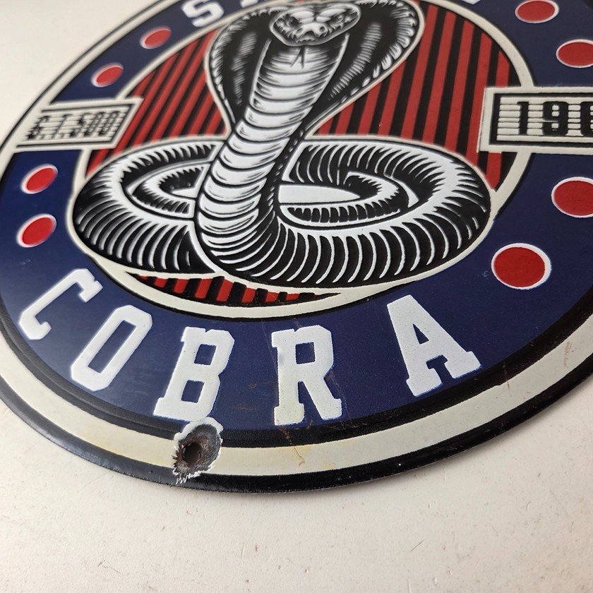 Vintage Porcelain Shelby Sign - Cobra Snake GT 500 Gas Pump Automotive Sign - Image 14