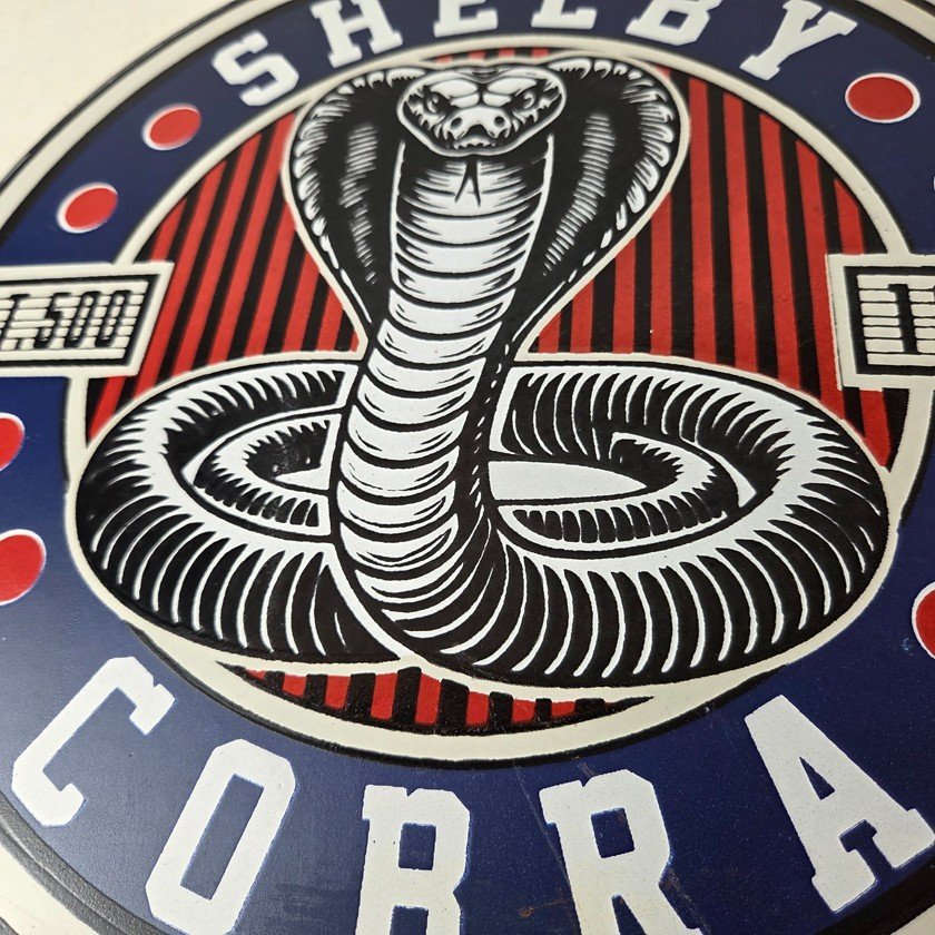 Vintage Porcelain Shelby Sign - Cobra Snake GT 500 Gas Pump Automotive Sign - Image 4