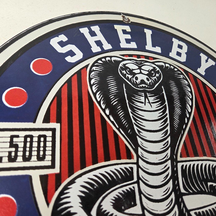 Vintage Porcelain Shelby Sign - Cobra Snake GT 500 Gas Pump Automotive Sign - Image 5