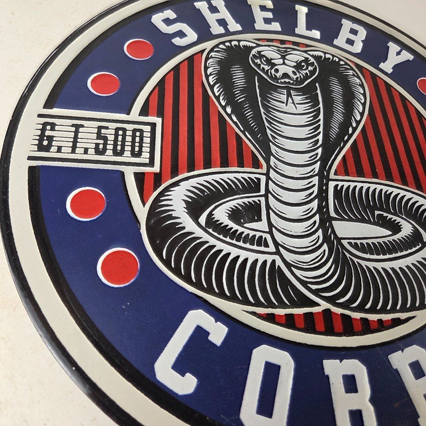 Vintage Porcelain Shelby Sign - Cobra Snake GT 500 Gas Pump Automotive Sign - Image 6