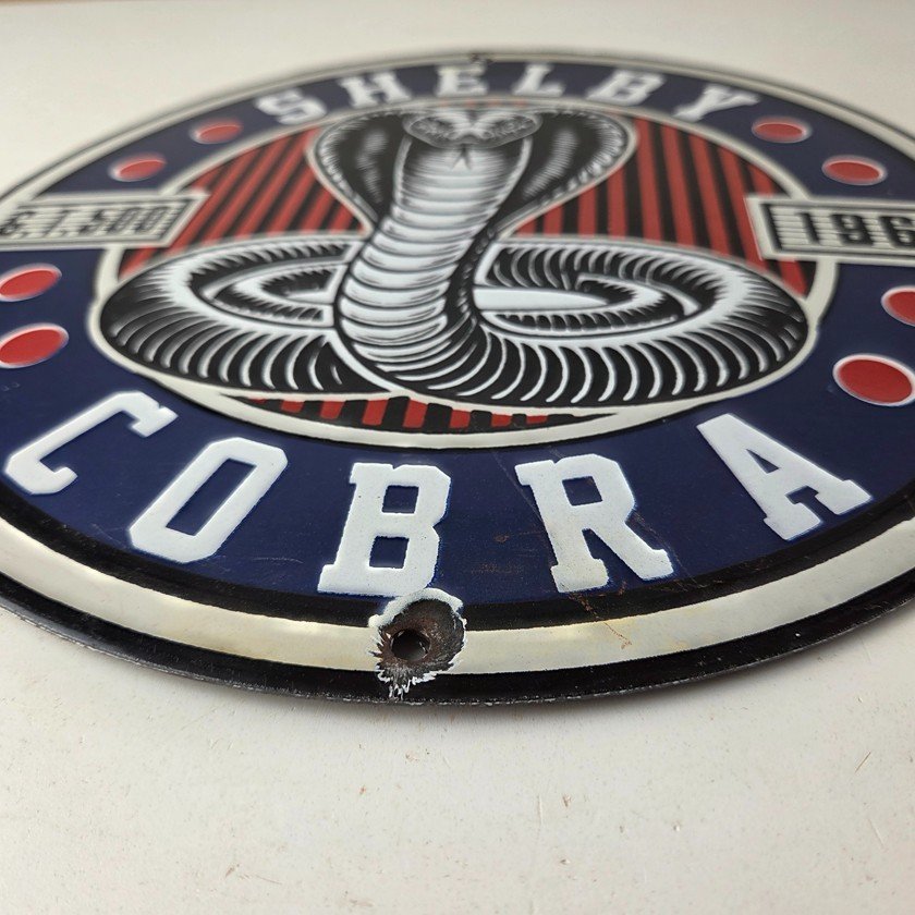 Vintage Porcelain Shelby Sign - Cobra Snake GT 500 Gas Pump Automotive Sign - Image 10