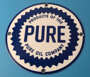 Vintage Pure Oil Co Sign Texas Gas Service Station Pump Plate Porcelain Sign 305898972852