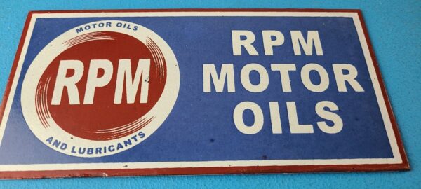 Vintage RPM Motor Oil Sign Gas Service Station Pump Porcelain Sign 305769112002 11