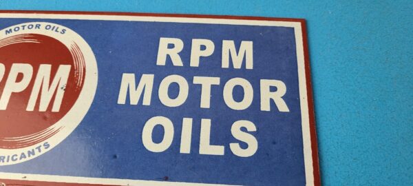 Vintage RPM Motor Oil Sign Gas Service Station Pump Porcelain Sign 305769112002 3