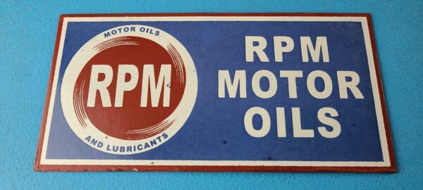 Vintage RPM Motor Oil Sign Gas Service Station Pump Porcelain Sign 305769112002