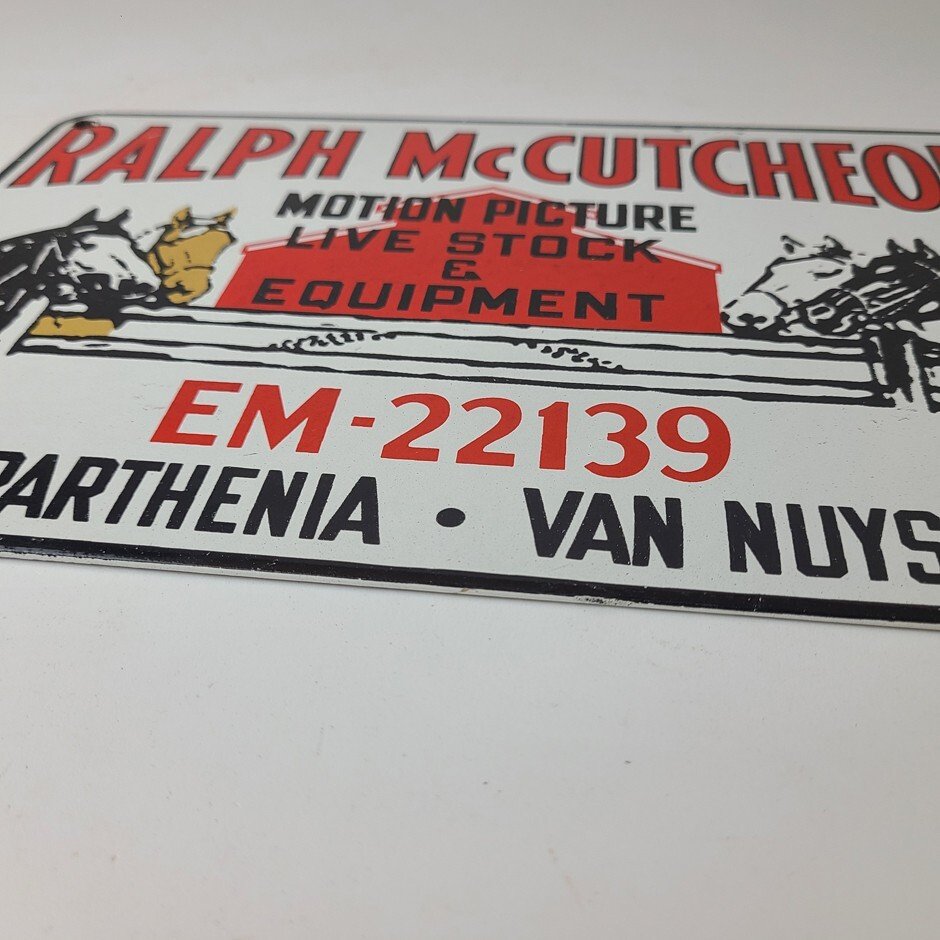 Vintage Ralph Motion Picture Sign - Movie Livestock Horses Porcelain Gas Sign - Image 11