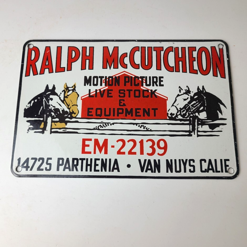 Vintage Ralph Motion Picture Sign - Movie Livestock Horses Porcelain Gas Sign - Image 13
