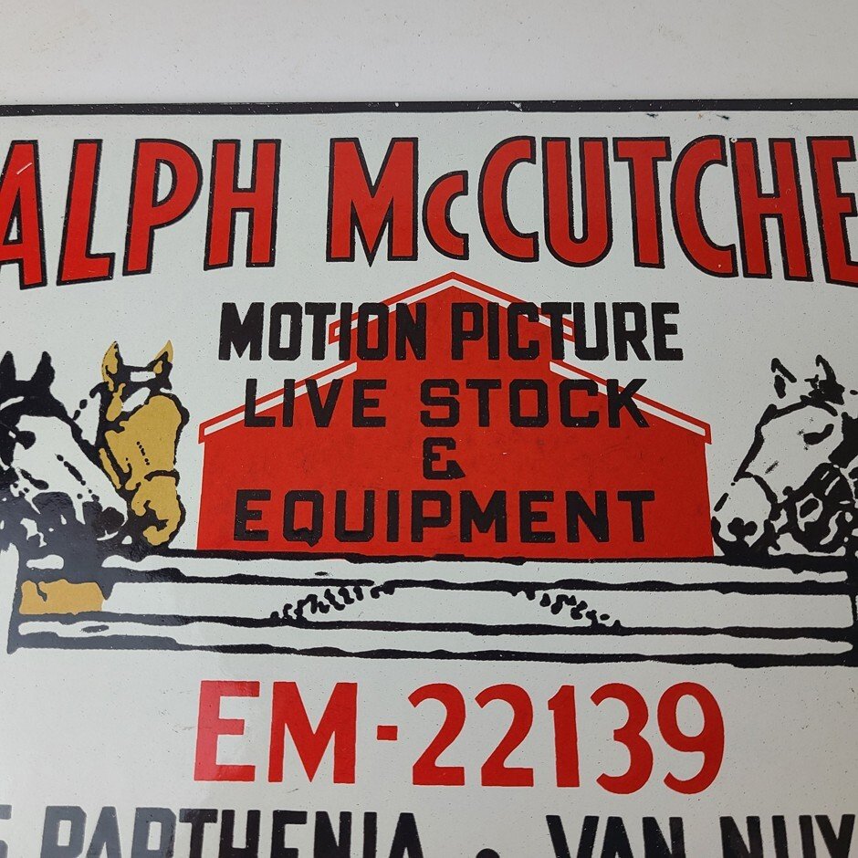 Vintage Ralph Motion Picture Sign - Movie Livestock Horses Porcelain Gas Sign - Image 3
