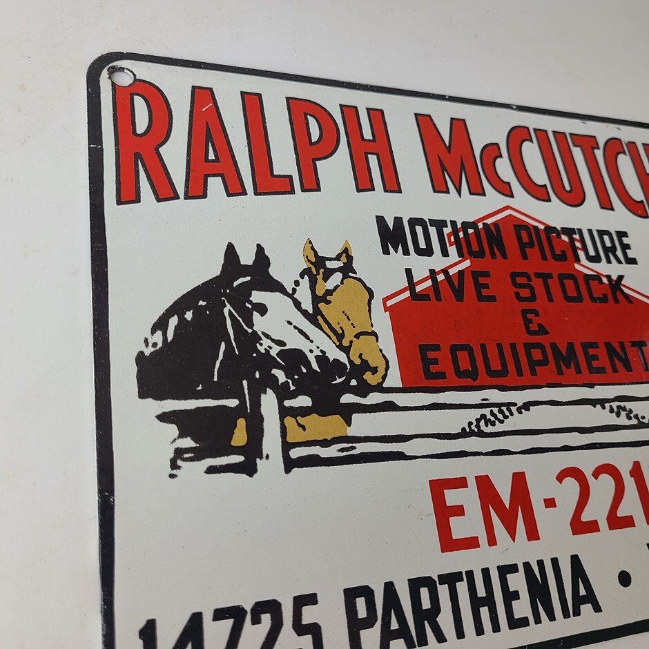 Vintage Ralph Motion Picture Sign - Movie Livestock Horses Porcelain Gas Sign - Image 5
