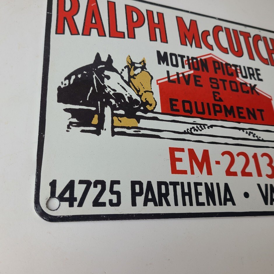 Vintage Ralph Motion Picture Sign - Movie Livestock Horses Porcelain Gas Sign - Image 6