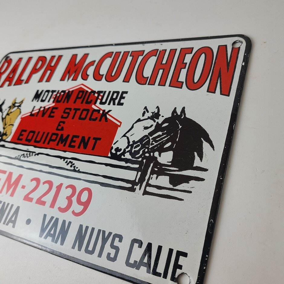 Vintage Ralph Motion Picture Sign - Movie Livestock Horses Porcelain Gas Sign - Image 8