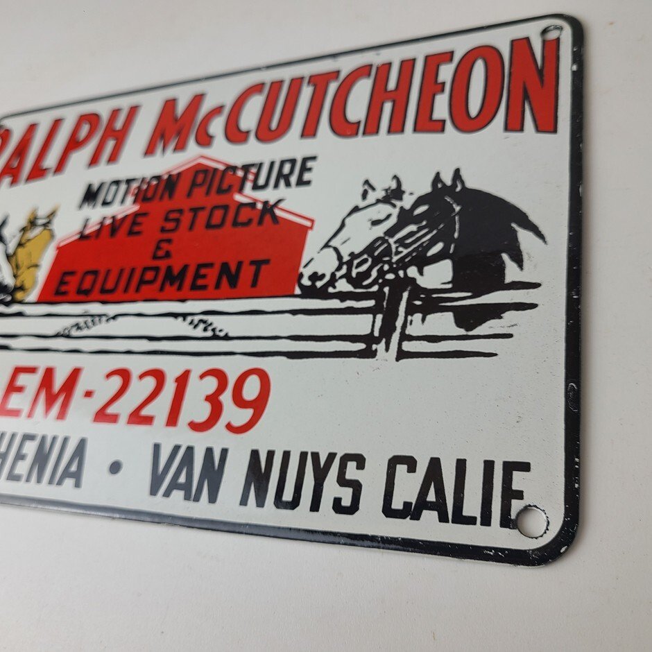 Vintage Ralph Motion Picture Sign - Movie Livestock Horses Porcelain Gas Sign - Image 9