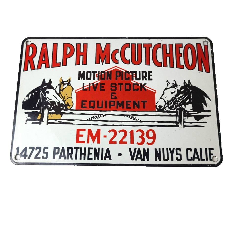 Vintage Ralph Motion Picture Sign - Movie Livestock Horses Porcelain Gas Sign