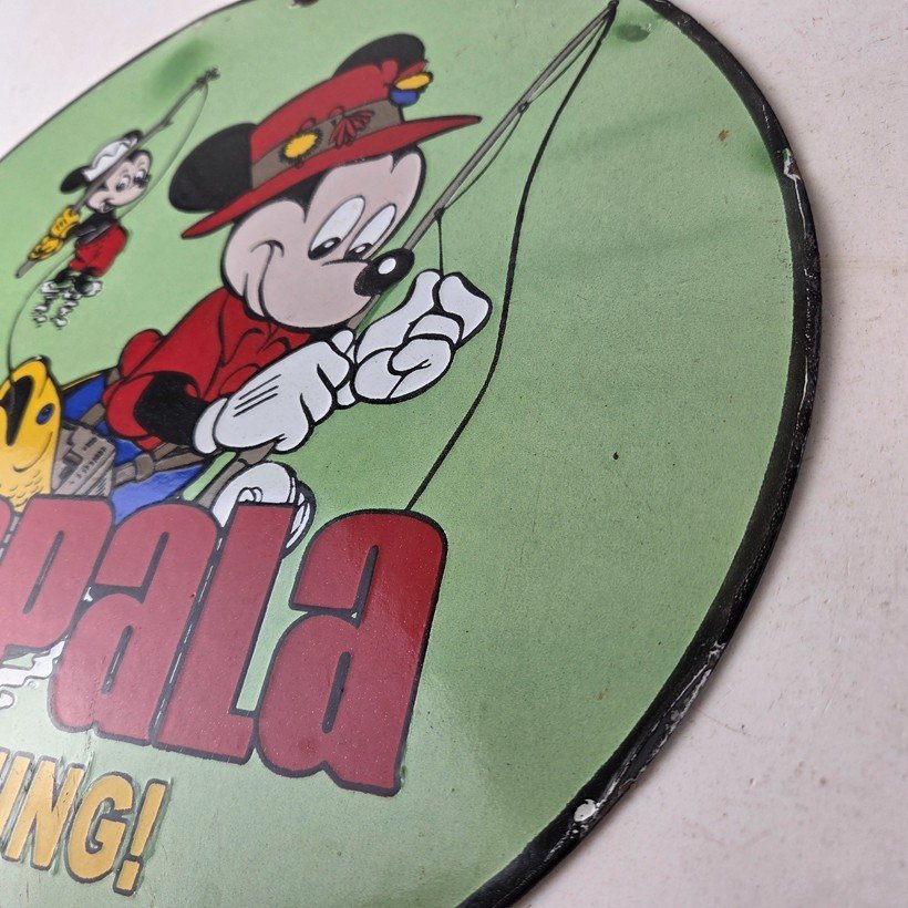 Vintage Rapala Fishing Sign - Mickey Mouse Sign - Tackle Lures Gas Oil Pump Sign - Image 13