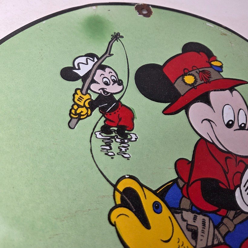Vintage Rapala Fishing Sign - Mickey Mouse Sign - Tackle Lures Gas Oil Pump Sign - Image 5