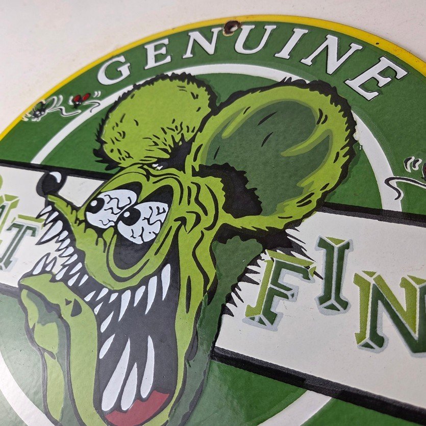 Vintage Rat Fink Genuine Parts Mouse Porcelain Signs - Ed Roth Hot Rod Signs - Image 12
