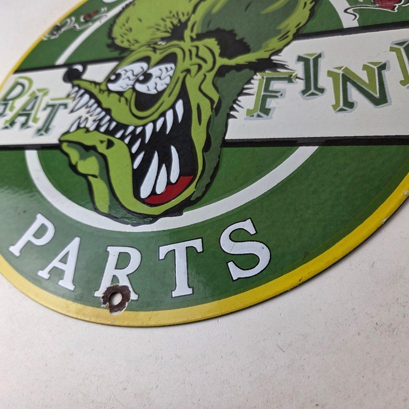 Vintage Rat Fink Genuine Parts Mouse Porcelain Signs - Ed Roth Hot Rod Signs - Image 14
