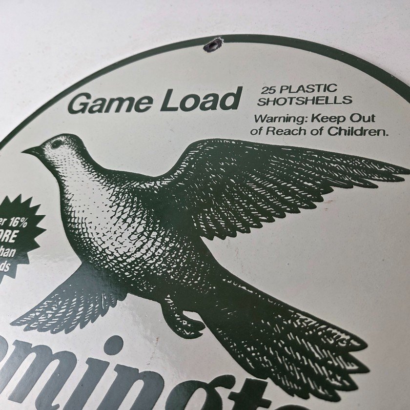 Vintage Remington Game Load Porcelain Sign - Bird Shotshell Hunting Sign - Image 12