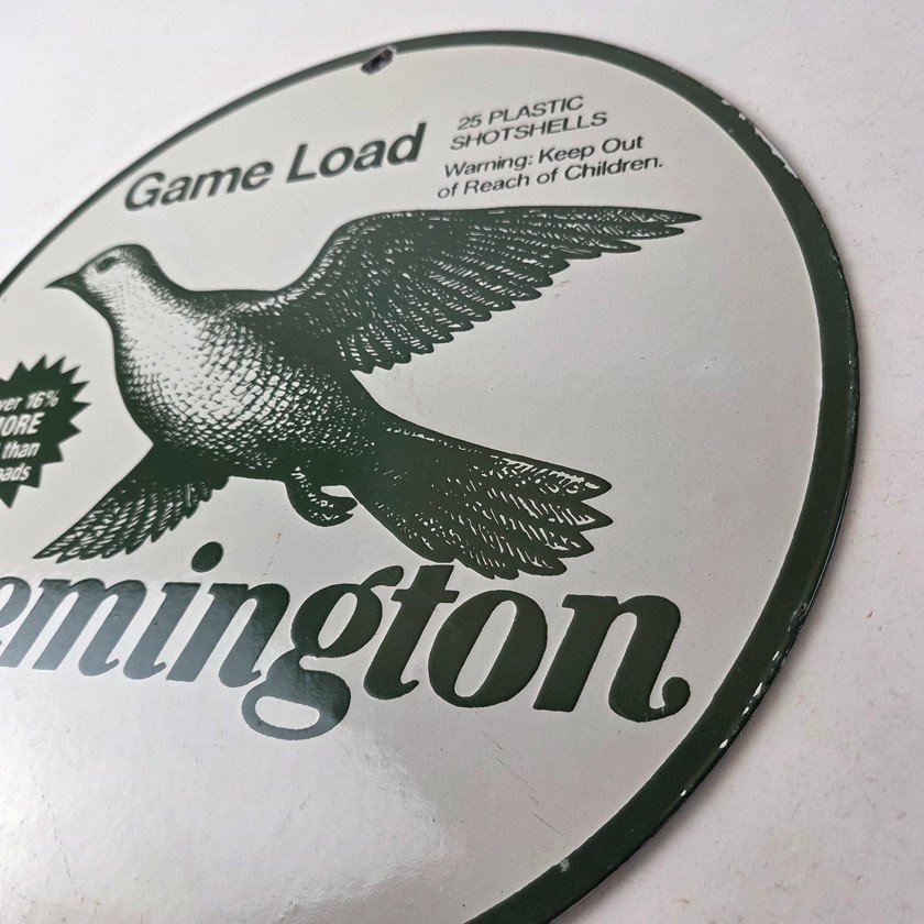 Vintage Remington Game Load Porcelain Sign - Bird Shotshell Hunting Sign - Image 13