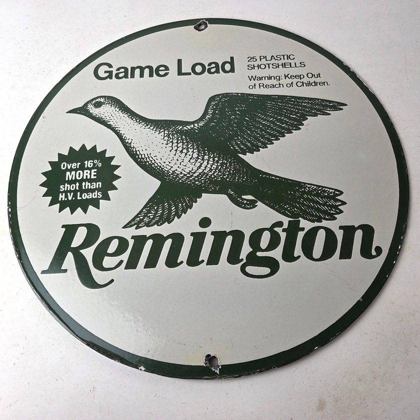 Vintage Remington Game Load Porcelain Sign - Bird Shotshell Hunting Sign - Image 15
